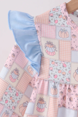 Pumpkin Petal Patchwork Ruffle Bloomer Set