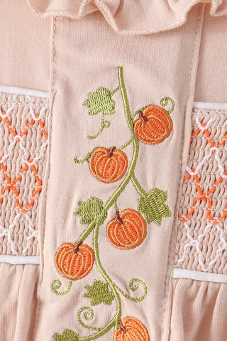 Pumpkin Vine Keepsake Smocked Ruffle Dress