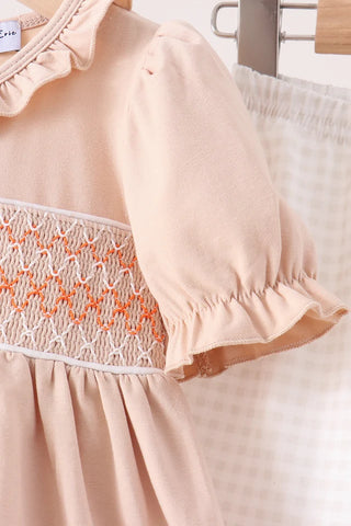 Pumpkin Vine Keepsake Smocked Ruffle Shorts Set