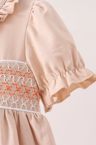 Pumpkin Vine Keepsake Smocked Ruffle Dress