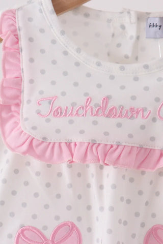 Touchdown Cutie Pink Football Applique Ruffle Bubble