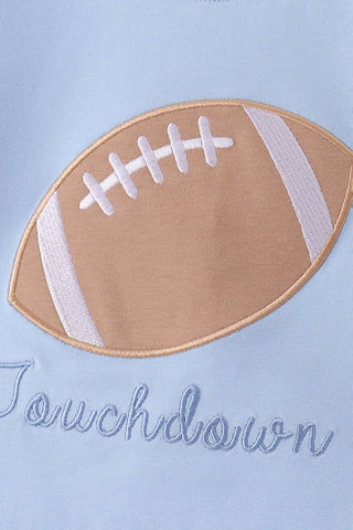 Touchdown Cutie Blue Football Applique Boy Shorts Set