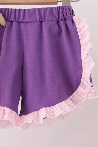 Paws & Pumpkins Pink Gingham Girl Shorts Set