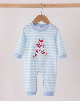Red Zone Runner Embroidered Football Boy Romper