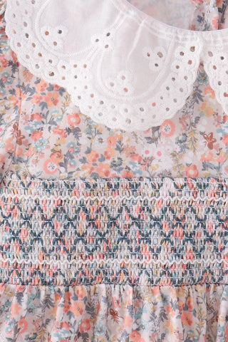 Winslet Floral Smocked Lace Girl Bloomer Set