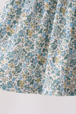 Little Miss Sage Floral Smocked Girl Bloomer Set