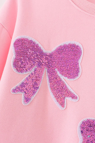 Bow Much Sparkle Pink Sequin Mom & Me Sweatshirt
