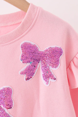 Bow Much Sparkle Pink Sequin Mom & Me Sweatshirt