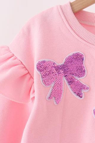 Bow Much Sparkle Pink Sequin Mom & Me Sweatshirt