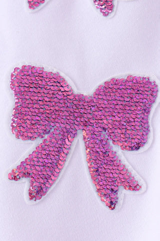 Bow Much Sparkle White Sequin Mom & Me Sweatshirt