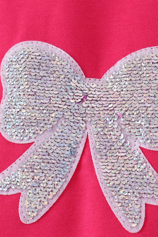 Bow Much Sparkle Magenta Sequin Mom & Me Sweatshirt