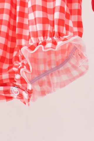 Gingham & Goalposts Red Smocked Football Bubble