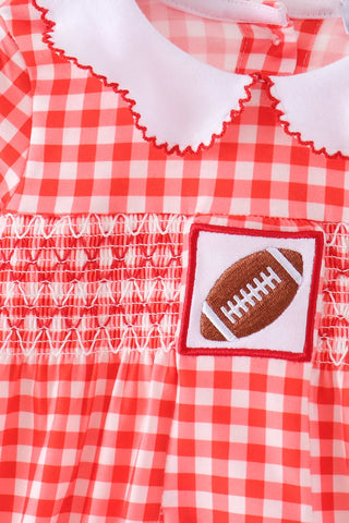 Gingham & Goalposts Red Smocked Football Bubble