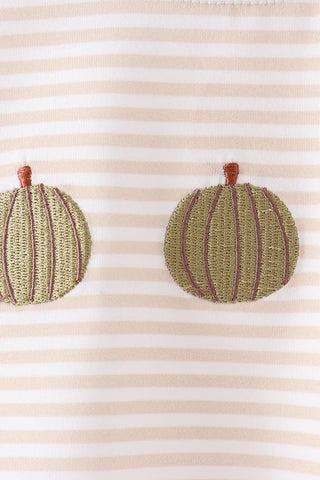 Triple the Pumpkin Fun Khaki Stripe Boy Top