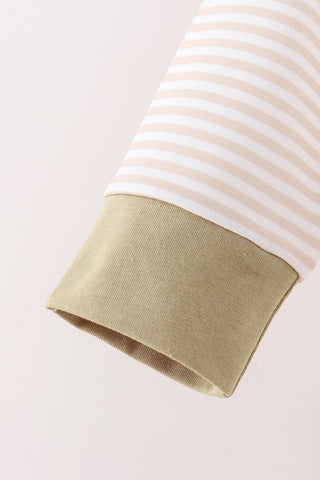 Triple the Pumpkin Fun Khaki Stripe Boy Top