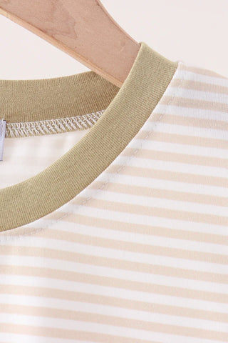 Triple the Pumpkin Fun Khaki Stripe Boy Top