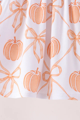 Bows In The Pumpkin Patch Coral Bamboo Girl Shorts Set