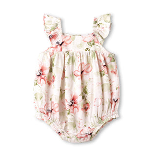 Floral baby romper on a white background