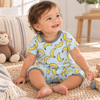 Banana Split Soft Bamboo Shorty Romper for Baby Boys