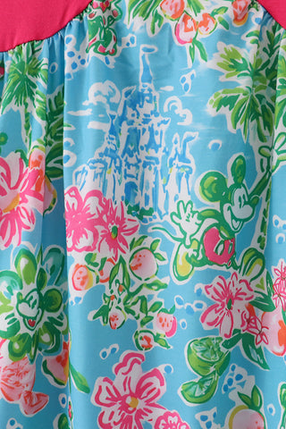 Pink Lilly Floral Mouse Character Women’s Dress