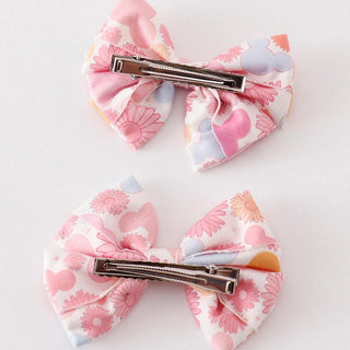 Blush Mouse Floral 2pc Hair Bow Set
