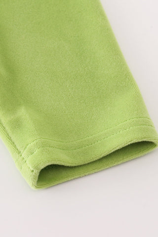 Jolly Mischief Green Velvet Mom & Me Dress