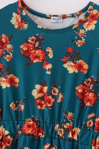 Erica Teal Floral Mom & Me Dress