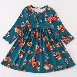 Erica Teal Floral Mom & Me Dress