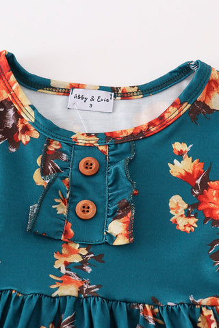 Erica Teal Floral Mom & Me Dress