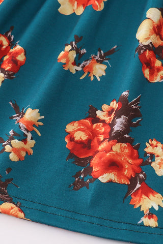 Erica Teal Floral Mom & Me Dress