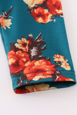 Erica Teal Floral Mom & Me Dress