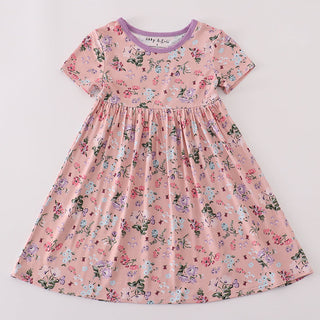 Floral dress with a pink background