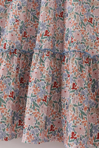 Floral patterned fabric with a white background
