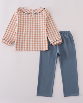 Oliver Orange Gingham Boy Pants Set