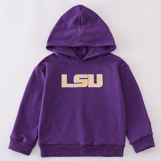 Purple hoodie with LSU logo on a white background