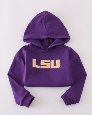 Purple hoodie with LSU logo on a white background