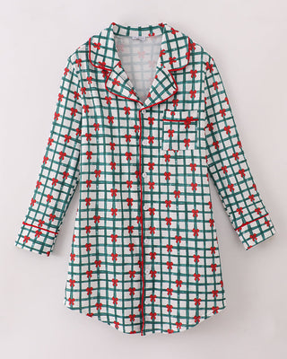Green and red checkered coat on a white background