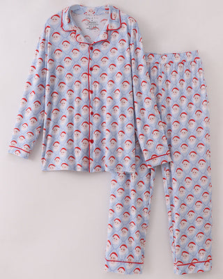 Men’s pajama set with Santa Claus pattern on a light gray background