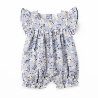 Baby romper with floral pattern on a white background
