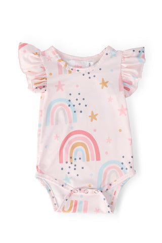 Over the Rainbow Short Sleeve Flutter Bodysuit