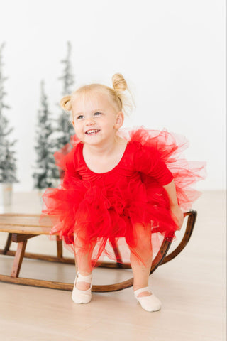 Aralyn Scarlet Tutu 3/4 Sleeve Leotard