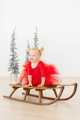 Aralyn Scarlet Tutu 3/4 Sleeve Leotard