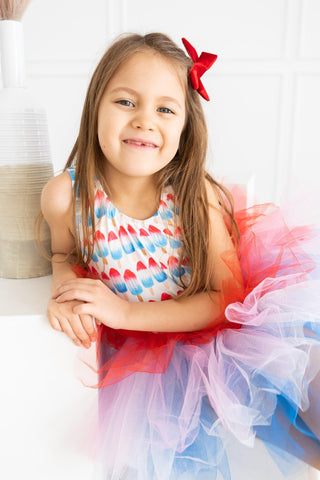 Anna Claire Red, White & Cute Tutu Tank Leotard
