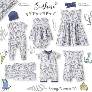 Seashore Baby Bamboo Zipper Romper with Convertible Cuffs