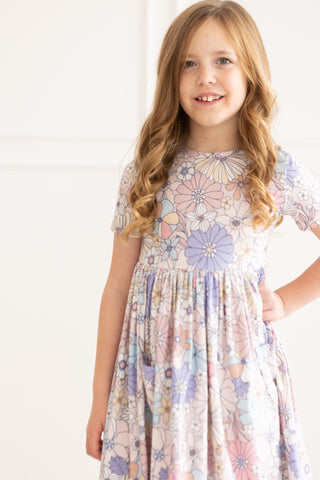 Sweet Escape Floral Short Sleeve Pocket Twirl Dress