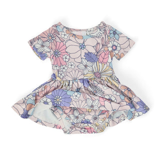 Floral dress with colorful flowers on a white background