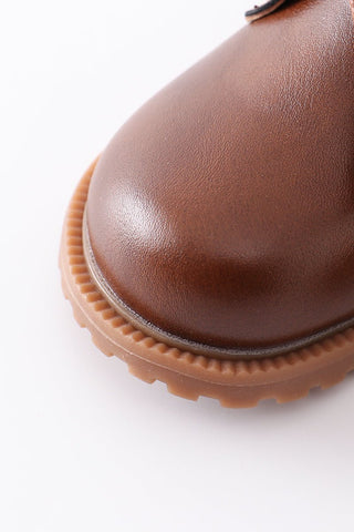 Faux Leather Lace Up Boots - Brown - Gibs+Grady