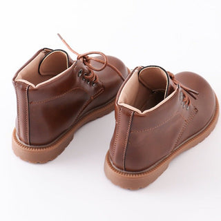 Faux Leather Lace Up Boots - Brown - Gibs+Grady