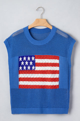 Stars & Stripes Open Knit Sweater Tee
