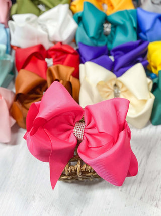 Oversize Rhinestone Hair Bows - Alligator Clip - 5.5"